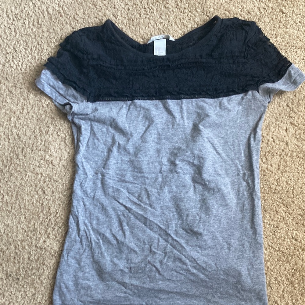 Gray top with black mesh